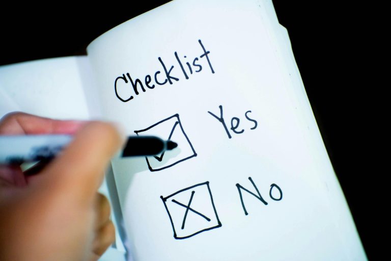 A checklist that says Yes & No with YES ticked